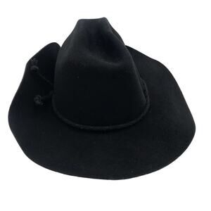 Monrowe Cowboy Hat M Women's Braided Band Tie Detail 100% Wool Satin Lined Black